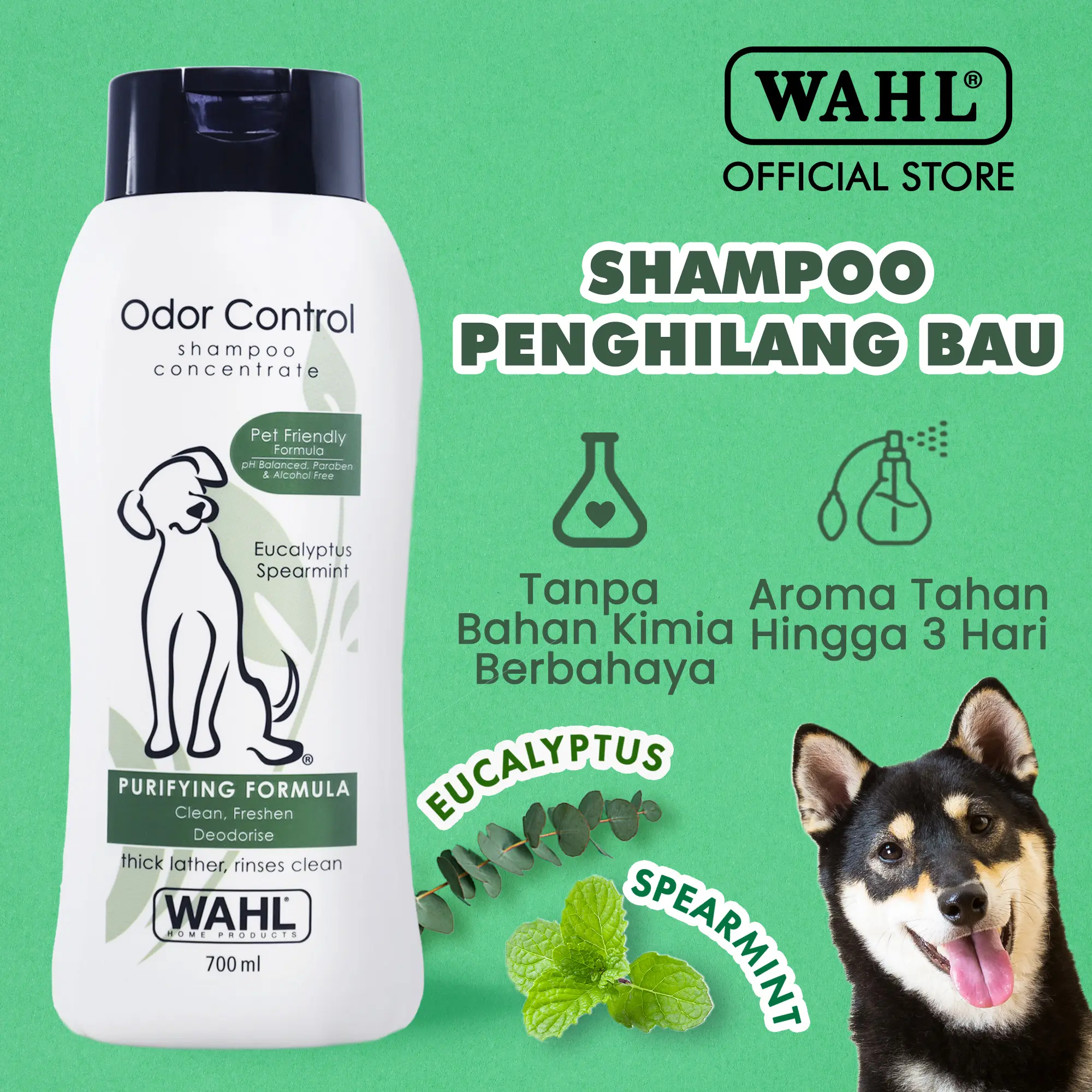 Wahl Pets Dog Odor Control Shampoo 700ml – Sampo Anjing, Sampo Anjing Anti Bau, Penghilang Bau Anjing