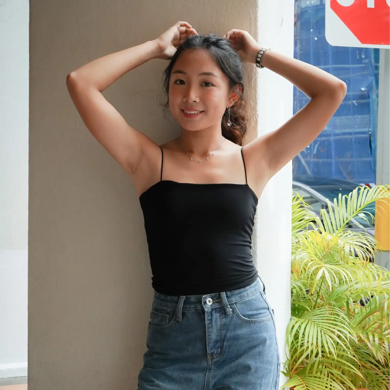 Padded Camisole Top with Straps (Black/ green/ royal blue)