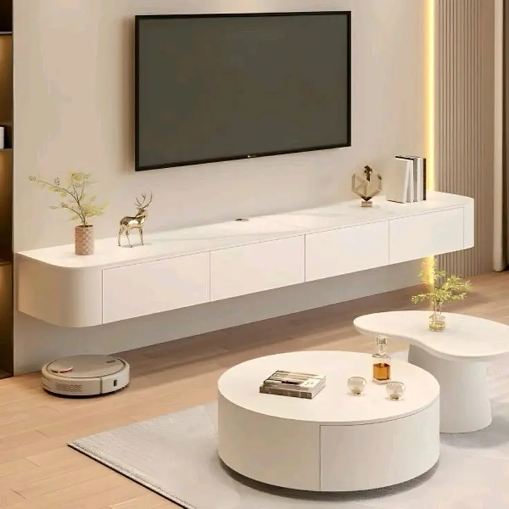 Meja TV Melayang 4 Laci (TG02) 180*200*220 Meja Tv Gantung Meja Tv Dinding Backdrop Meja Gantung 4
