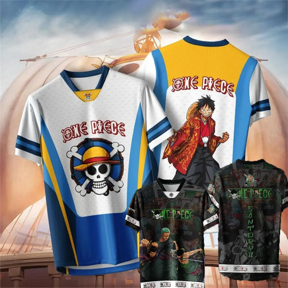 One Piece V-neck Jersey – Zoro & Luffy Editions for Anime Fans, Unisex