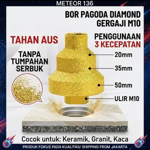 Mata Bor Pagoda Diamond M10 Gergaji Step Drill Bit 20-35-50mm Alat Pelubang Keramik Granit Marmer Kaca Porcelain Professional Pembuat Lubang Wastafel Meja Dapur Awet Tahan Lama