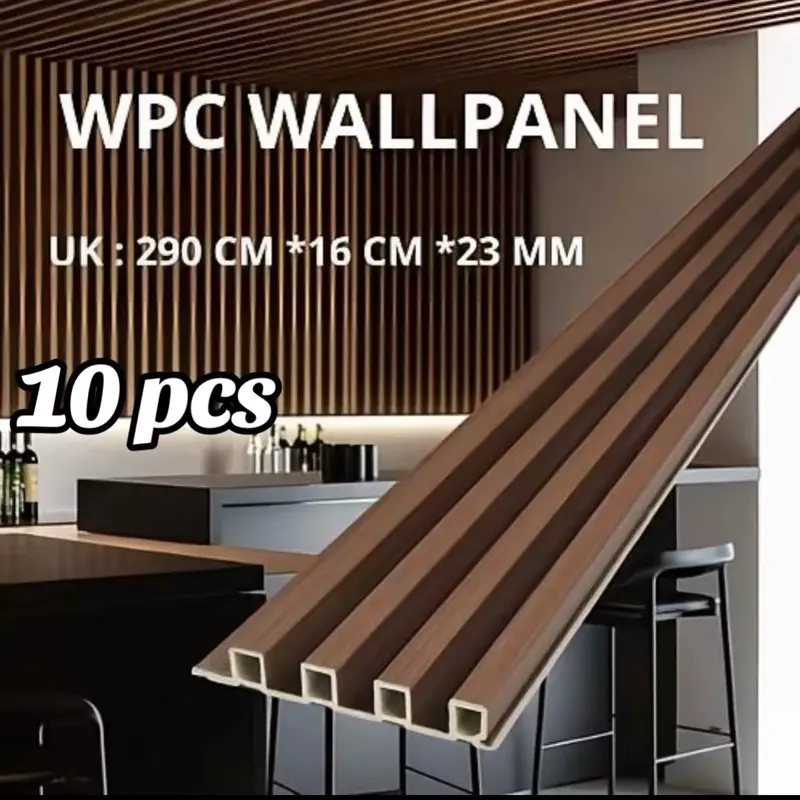 WPC atau Wall panel  2,90 meter * 16cm Dekorasi dinding  anti rayap dan anti air WPC aesthetic dinding motif kayu 3D wall panel PVC kayu bukan stiker dinding (10 PCS)