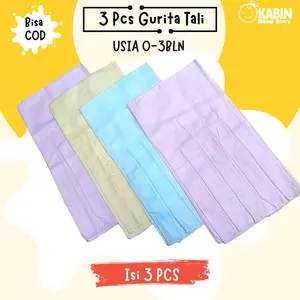 Set 3 Pcs Gurita Tali Bayi Warna Warni / Gurita Ikat Newborn Polos Halus