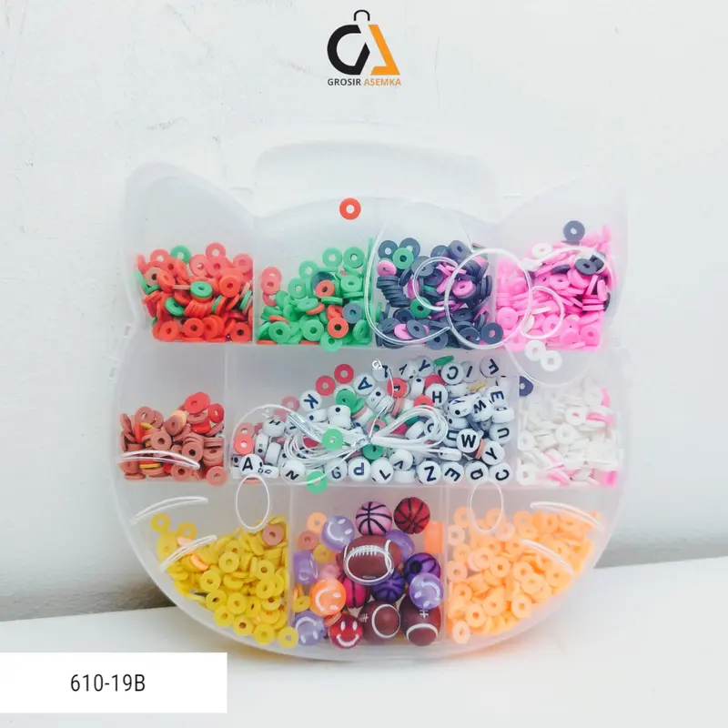 GROSIR Manik Mote Pasir 1 Box Lengkap Set DIY Manik-Manik Aesthetic Mainan Anak Meronce Gelang Kalung Kerajinan Tangan 3
