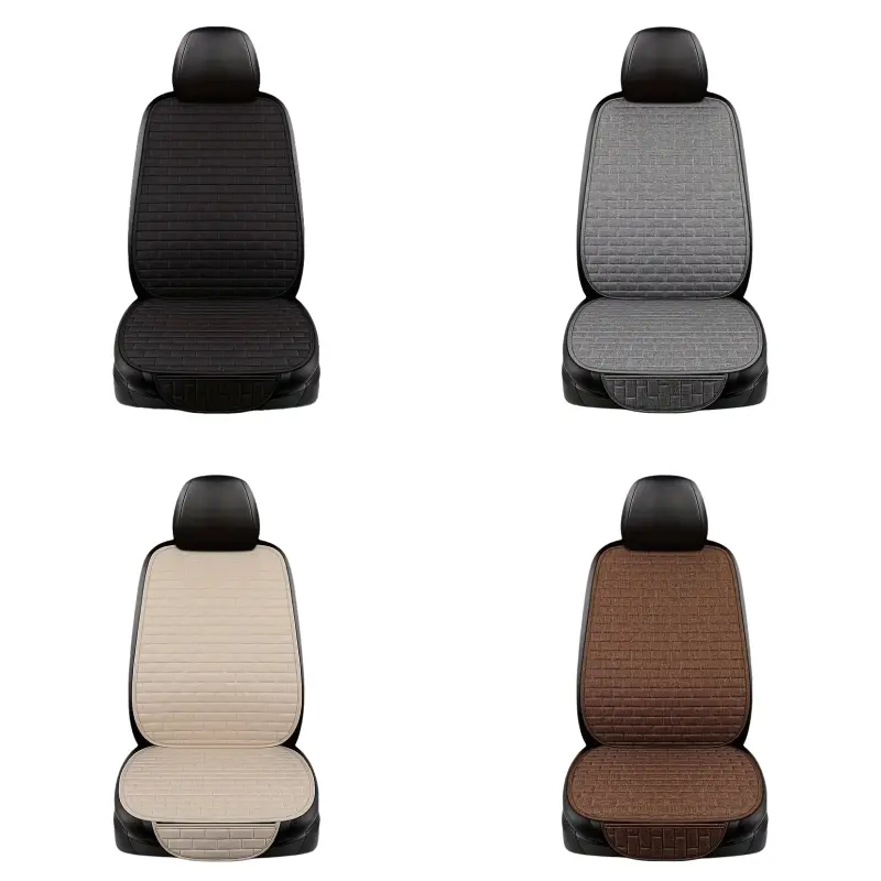 Luxury linen car seat cushion cover, suitable for all seasons, anti slip, waterproof, and stain resistant, single seat with woven seat cushion and backrest pad, suitable for most SUVs, sedans, etc