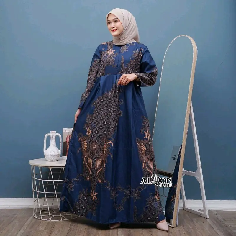 Gamis Batik Wanita Dewasa Busui Friendly Allsize Katun Polymicro Motif Terbaru Dress Muslim Panjang Maxi Syari Kondangan 1