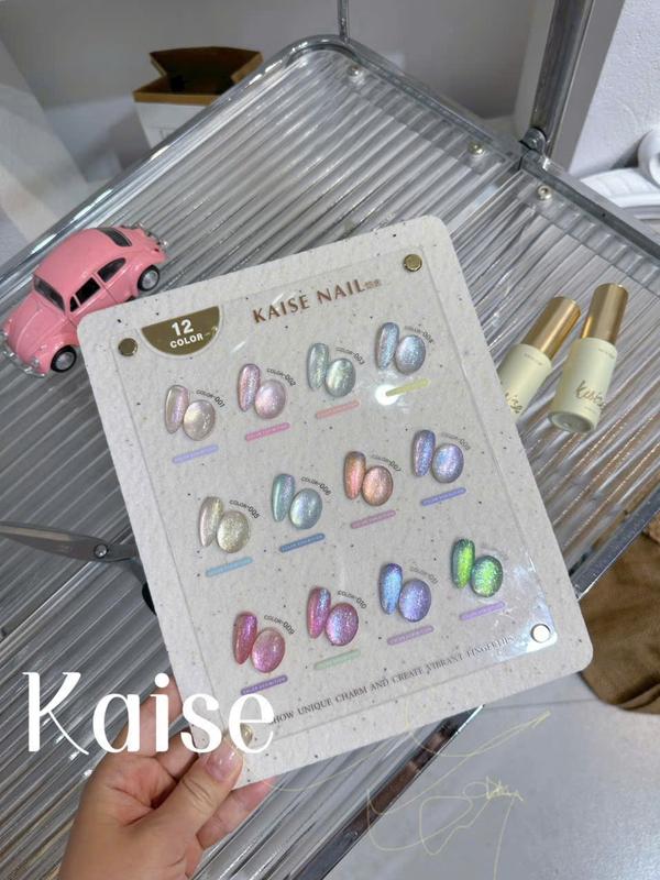  Set mắt mèo KAISE cao cấp - Set mắt mèo TIÊN CÁ ÁNH MÀU 12 màu siêu sáng chính hãng   tặng bảng màu + thanh hút     Nail Giá Tốt   