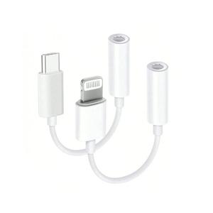 USB‑C／Lightningから3.5mmヘッドフォンアダプター、iOSシリーズ・タブレット対応、オーディオケーブルコンバーター、ユニバーサルシリアルバス（USB‑C）ポート