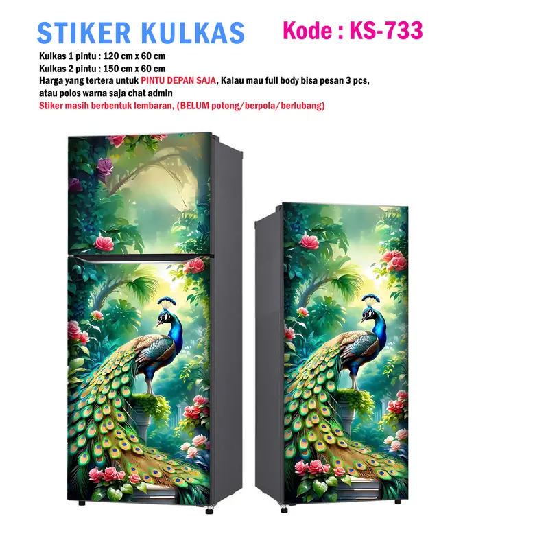 Stiker Kulkas 1 Pintu dan Sticker Kulkas 2 pintu Burung Merak 5