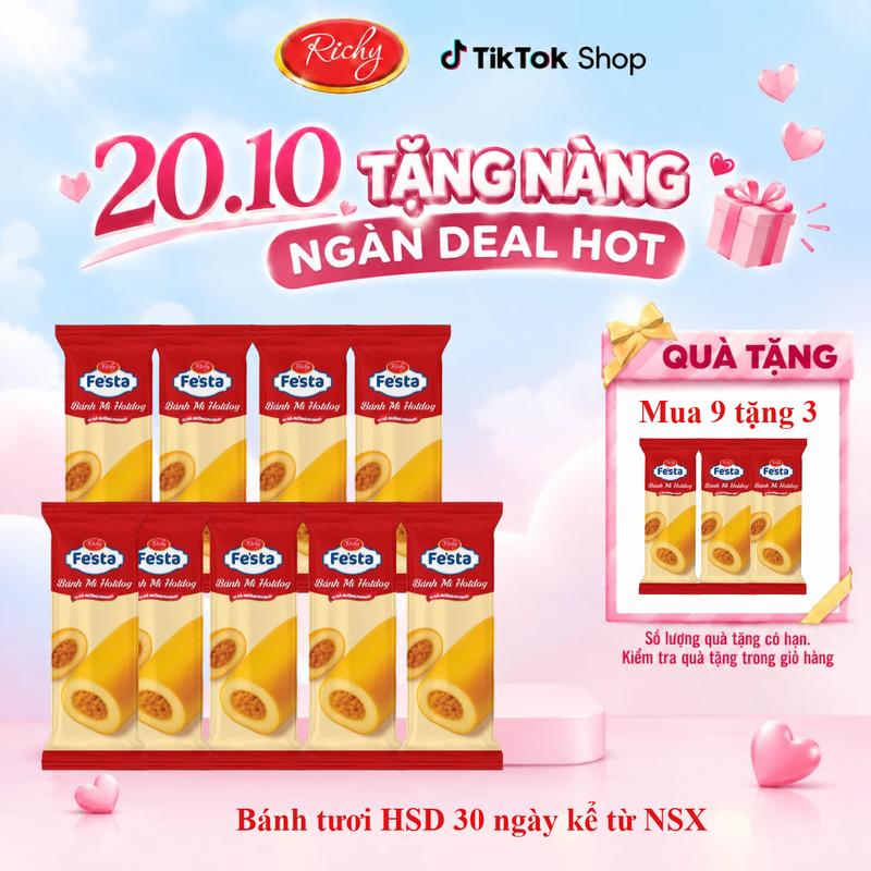 Bánh Mì Hotdog Fe'sta Vị Gà Nướng Phô Mai 42g/Bánh HDS 30 Ngày