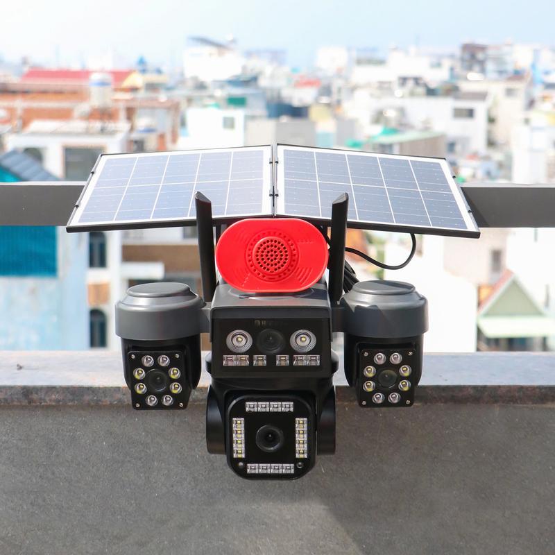  Camera 4 Mắt Năng Lượng Mặt Trời AOV Hi-Easy Phiên Bản Nâng Cấp 2 Tấm Pin-Xem Đêm Có Màu-Đàm Thoại 2 Chiều 