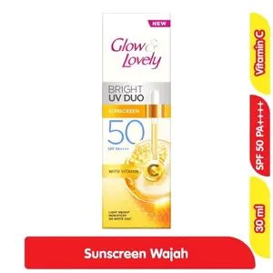 Glow & Lovely Bright UV Duo Sunscreen SPF 50 PA++++ dengan Vitamin C 30ml Sunscreen Wajah
