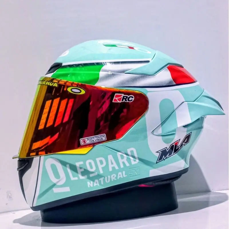 Helm MLA TT-COURSE Motif Leopard Blue/Red/Gold - Visor Single, Fullface Model Kyt Ttc - Kaca, Motorcycle 5