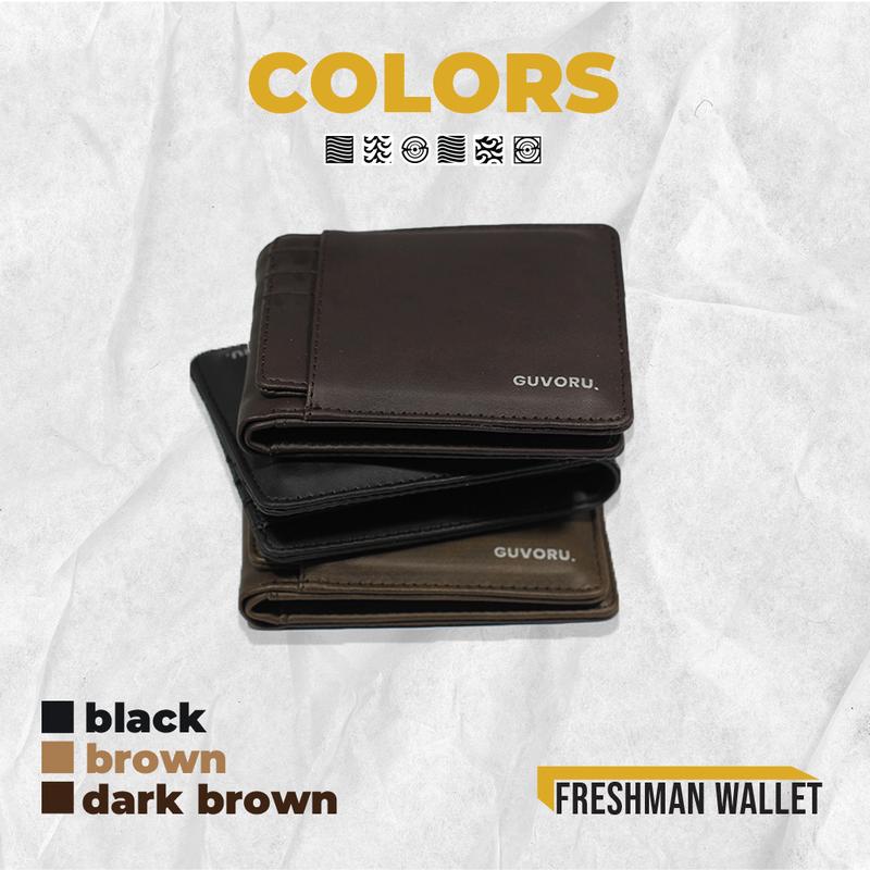 GUVORU - Dompet Lipat Pria Kulit sintetis Freshman Wallet Dompet pria dompet cardholder Dompet kulit 2