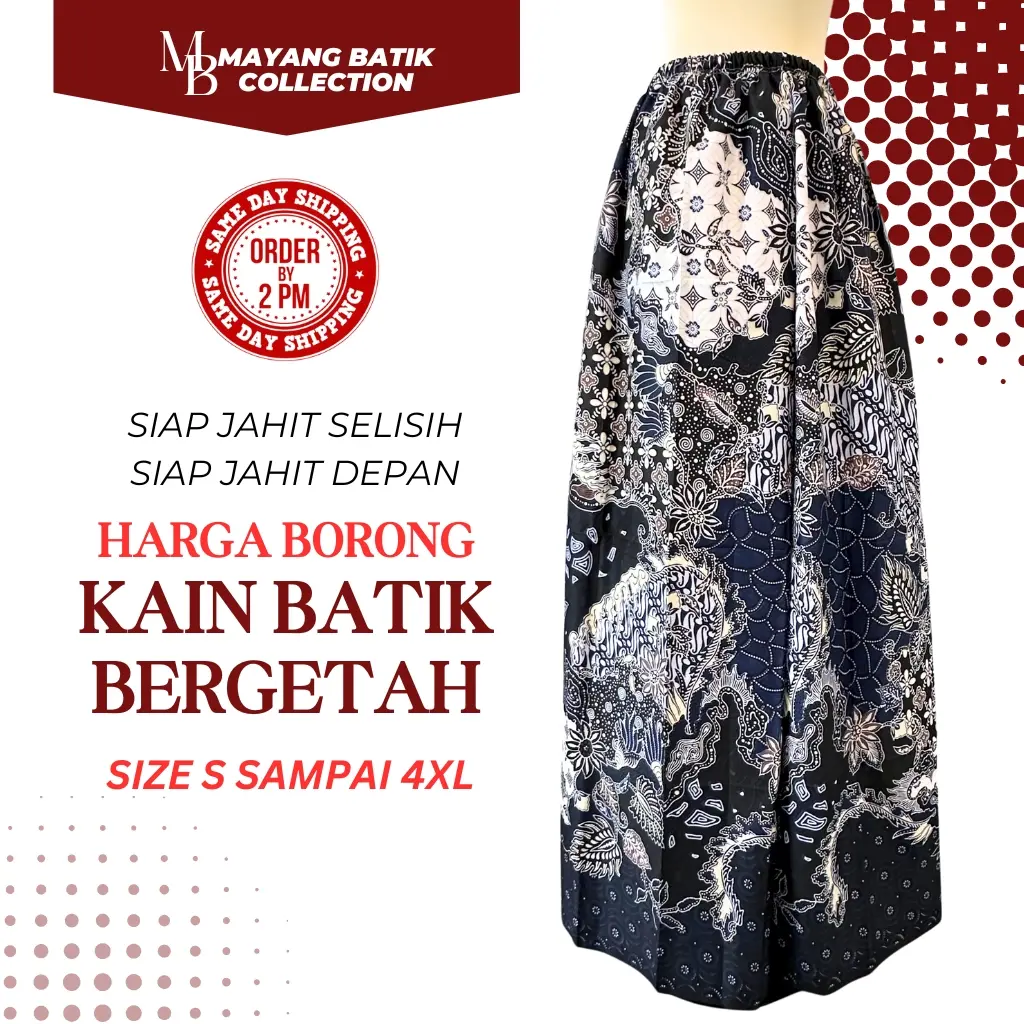 Kain Berpantang Bergetah / Kain Batik Instant / Confinement Sarong /Kain Batik Sarong Siap Getah Pinggang - Ready Stock