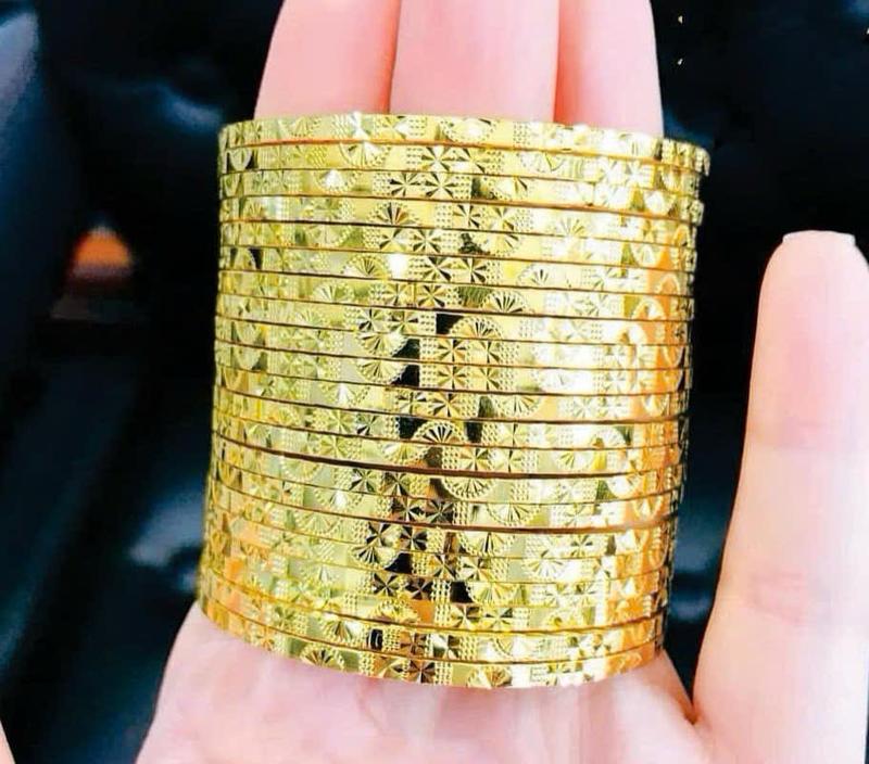 Bộ 7, 9 Chiếc Vòng Ximen Đồng Vàng Mẫu Cánh Quạt 3Li Màu 610 Sài Gòn Có Khóa Lưỡi Gà. Mang Hàng Ngày Không Phai Trắng