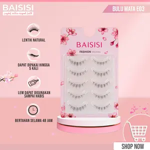 BAISISI E03 Supernatural Ultra-Halus Batang Transparan 5 Pasang Bulu Mata Palsu | Eyelash /Lem Bulu Mata Bulumata