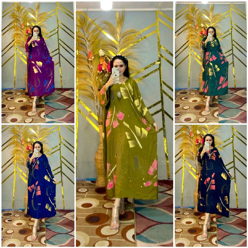 LONGDRESS JUMBO ECER LD 140 PB 115 RAYON SANTUNG MOTIF PAMELA ONLY 45 RIBU 1