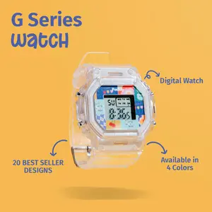 Paddy ID Jam Tangan Paddywatch G Series - Jam Tangan Rubber Digital Watch Putih Stopwatch Pink