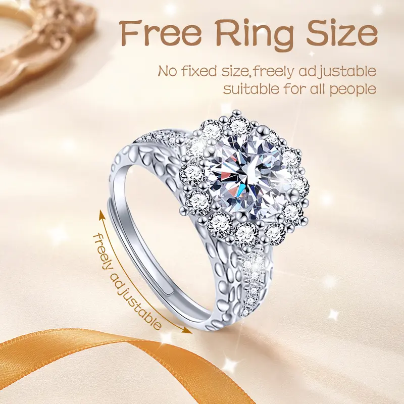 【003Harga telah dibanting, segera di CO】Chard Wake Cincin Wanita Berlian Perhiasan Tunangan Ukuran Bebas 2 Karat Cincin Cewek  CWR021 5