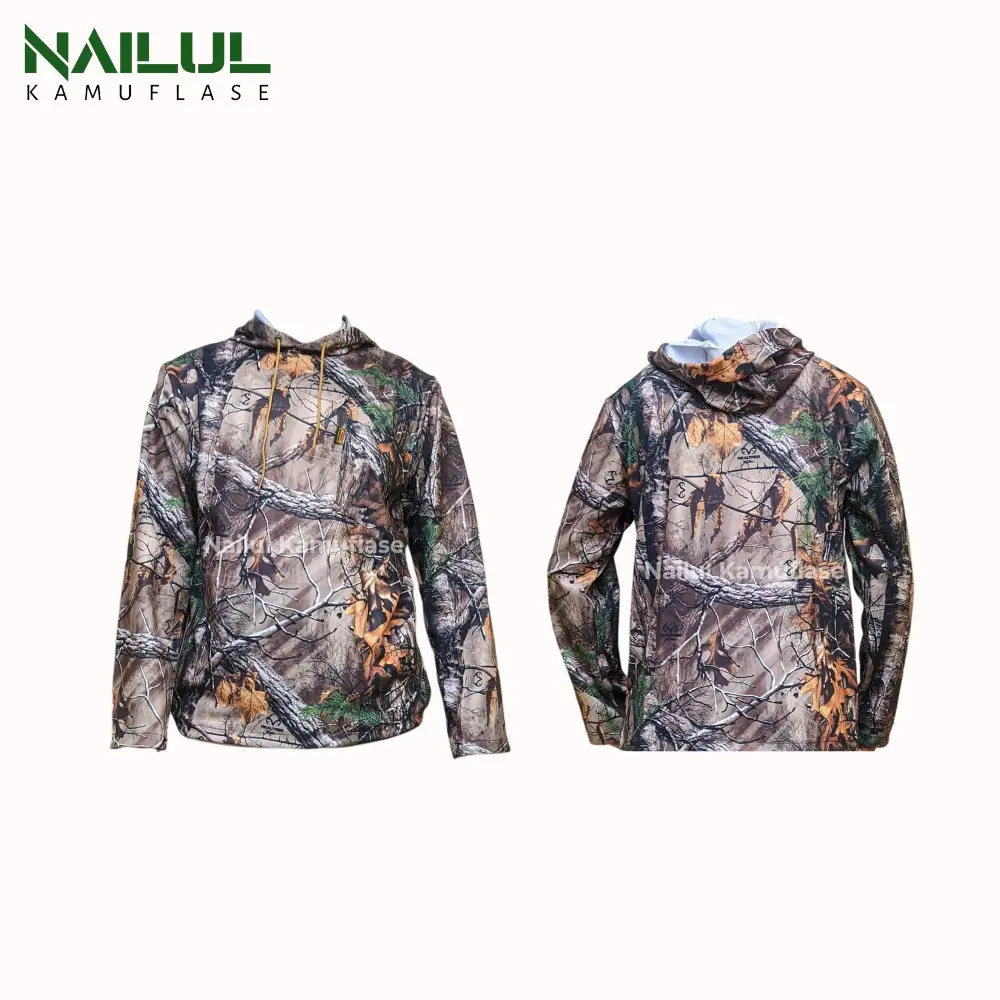 Hoodie Kaos Camo Realtree Xtra Kamuflase Digital Printing Pria Lengan Panjang Outdoor Nyaman