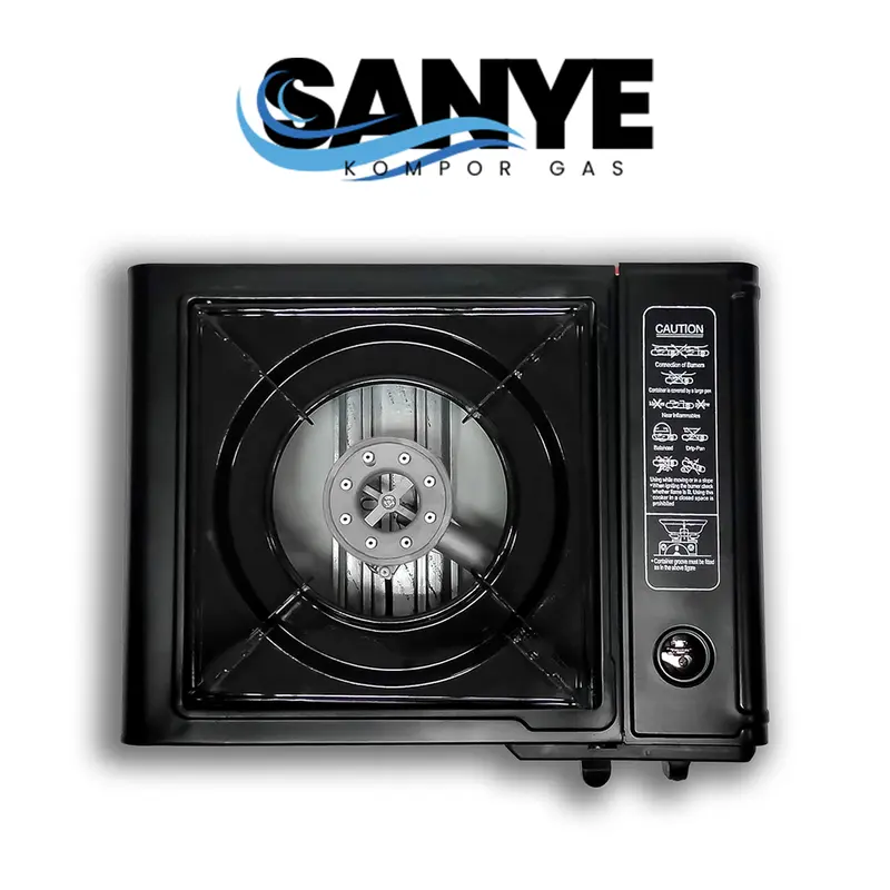 SANYE Kompor Gas Portable 1 Tungku Stainless Steel 2in1 Black Anti Ledak Safety Device H101 3