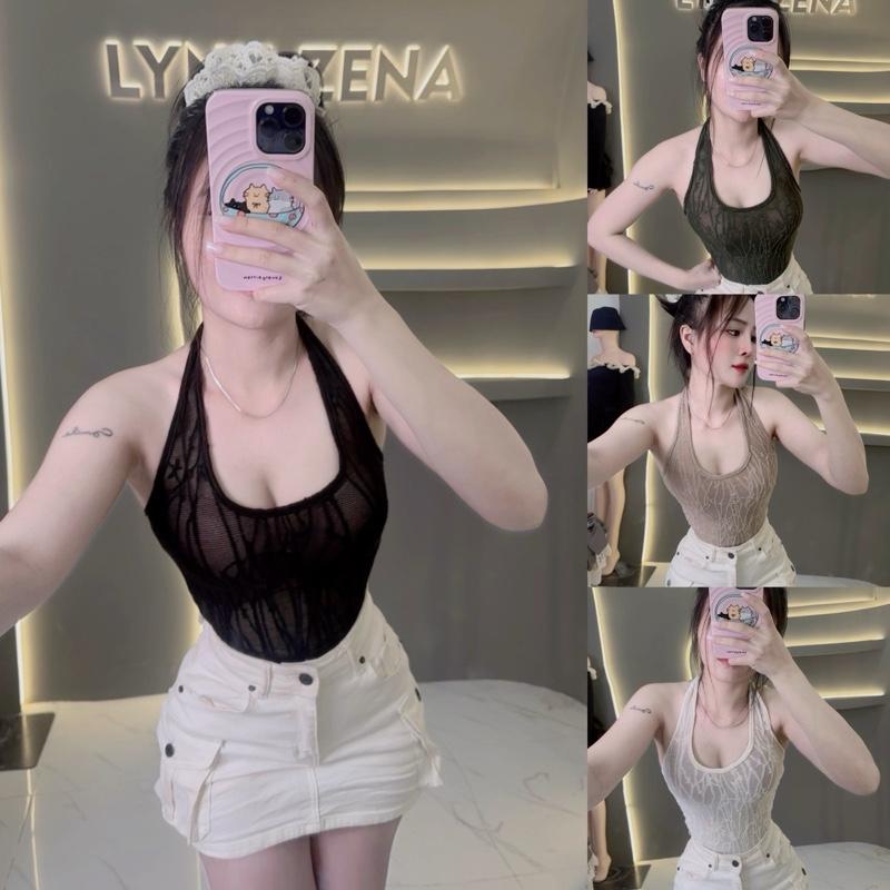  Áo  trồng cổ vãi lưới nhũ mỏng mờ nhà Lynh Zena_A329 