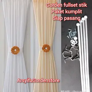 PAKET KUMPLIT Gorden Full Set Stik Paket Kumplit Tinggal Pasang/Gorden Kupu Kupu Curtain jendela lengkap dengan besinya
