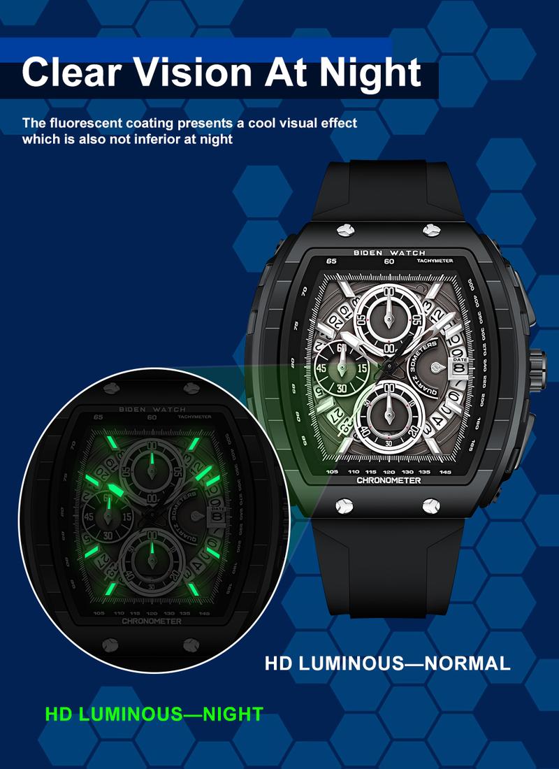 Product Introduction of 【003Harga telah diganti, cepat beli】BIDEN Jam Tangan Pria Anti Air Olahraga Multifungsi Tali Silikon Pria Jam Tangan Cowok Original YNR028 7