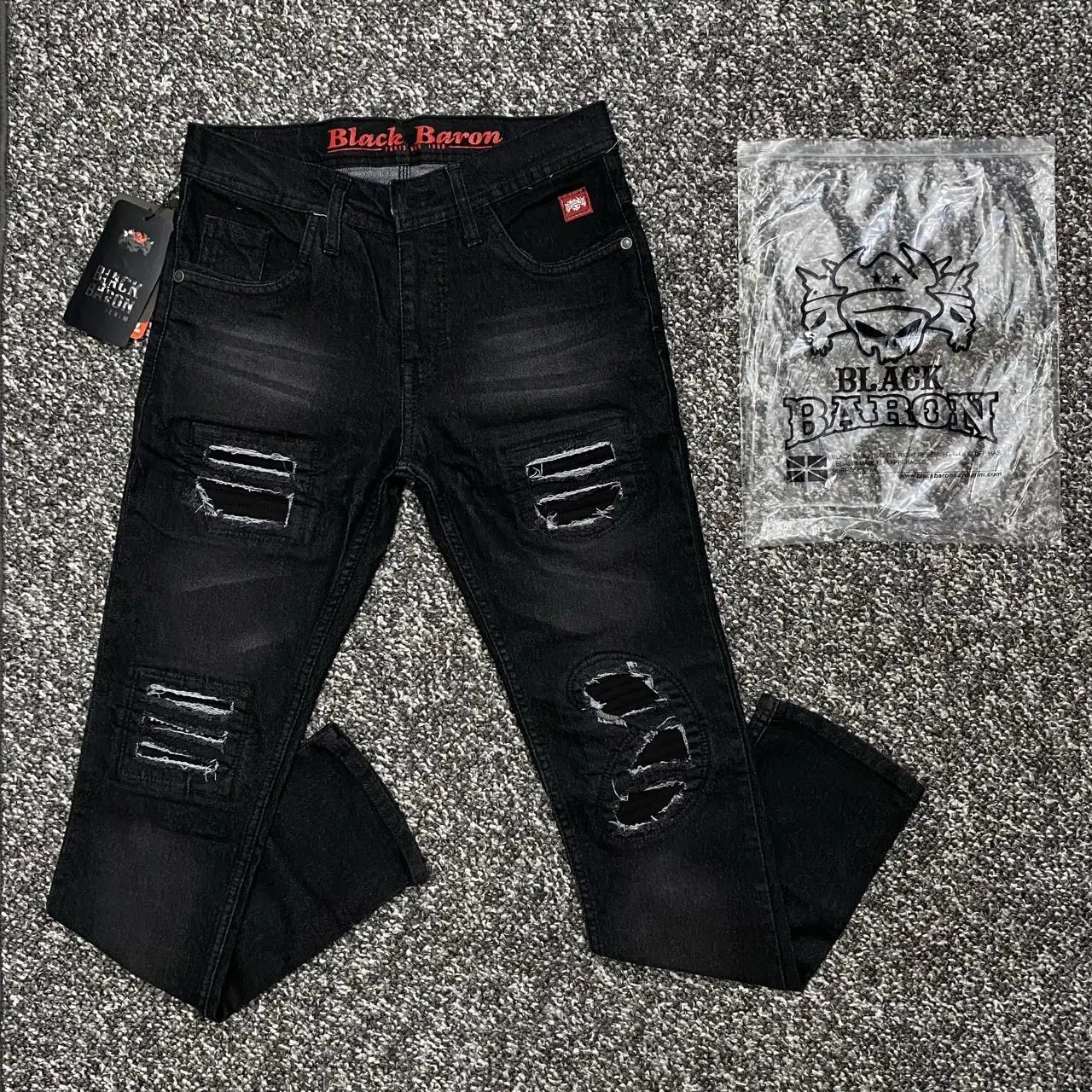 Celana Jeans Panjang Pria TB R1 Hitam Distro Cowok Dewasa Slimfit