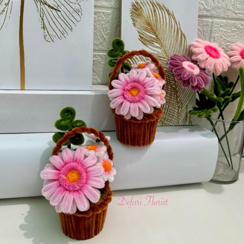 Bunga Kawat Bulu Keranjang|Gerbera|Matahari|Pipe Cleaner Flower|DIY 2