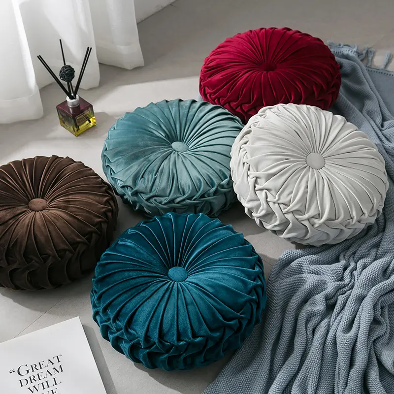 Bantal Mewah, Rekaan Labu Bulat, Berlipat, Kusyen Sofa, Hiasan Lantai, Bantal Rumah, Sesuai untuk Kegunaan Rumah Kapas Putih Soft