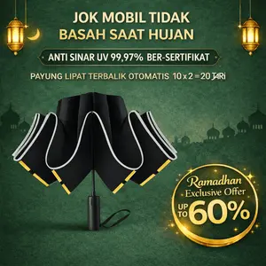 Seven Plus Payung Lipat Terbalik Otomatis Anti UV 99,97% Ber-Sertifikat cocok jadi Payung Mobil sehingga Jok Mobil Tidak Basah Saat Hujan payung reverse otomatis automatic reverse umbrella jumbo Black Anti Karat