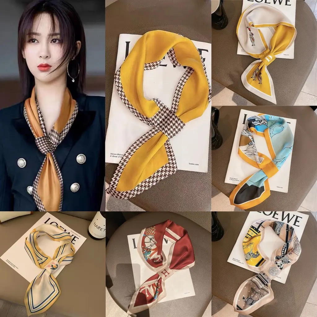 [COD]Panjang Kecil Syal Korea Sutra Tepi Lebar All-match Fashion Suit Syal Sutra Syal Leher Tipis Syal Rambut Aksesoris Wanita Fashion Murah Impor- BS