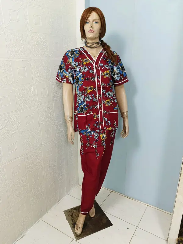 PIAMA CP BAJU TIDUR BATIK BAGAN SIAPI API BAHAN KATUN MOTIF BUNGA UK 3,M,L,XL 2