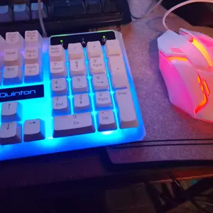 Quinton Keyboard Combo Mouse Set USB kabel Gaming full size 104key untuk pc laptop Led Lampu Computer Plastic Komputer keyboard  usb