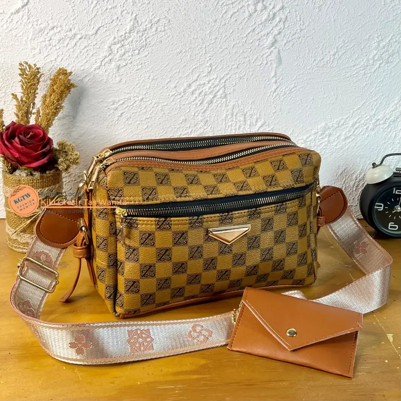[LOKAL PREMIUM] NEW TAS SELEMPANG PILLOW 3 RUANG  MOTIF KULIT KOTAK PU TERBARU//FASHION WANITA KEKINIAN 2