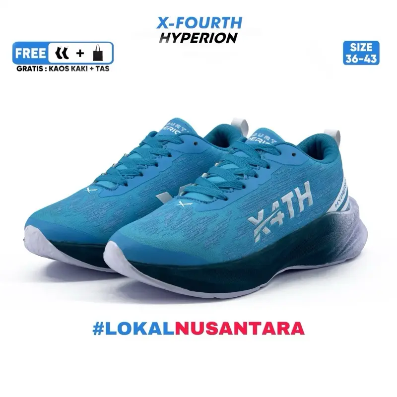 X-Fourth Hyperion Skyblue White - Sepatu running Olahraga Daily Running Lari Sekolah Pria Wanita Sneakers Kasual Senam Fitness Gym Outdoor longrun pace 0