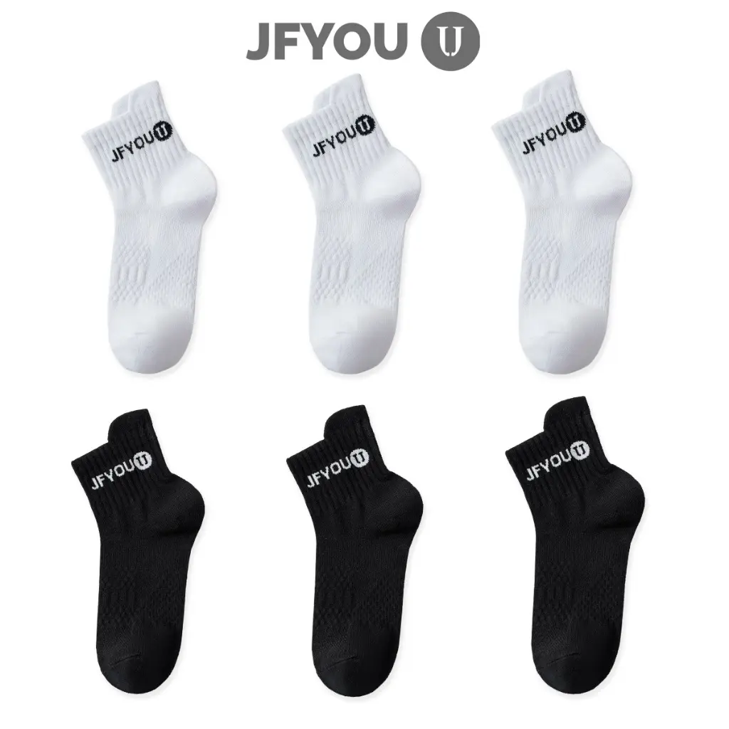 JFYOU Isi 6 PCS Kaos Kaki Stoking Sport Tebal Olahraga Gym Lari Men Socks