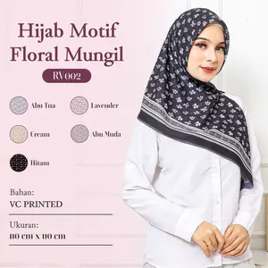 HIJAB SEGI EMPAT STYLISH MOTIF FLORAL VINTAGE, RINGAN, ADEM DAN ELEGAN - RV002-12-18