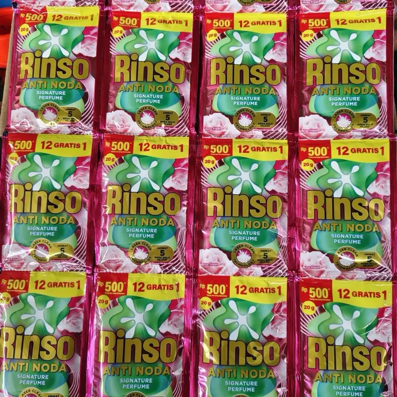 1/2 DUS (52 pcs) Rinso Cair Liquid Renceng Anti Noda 20 ml 500an 2