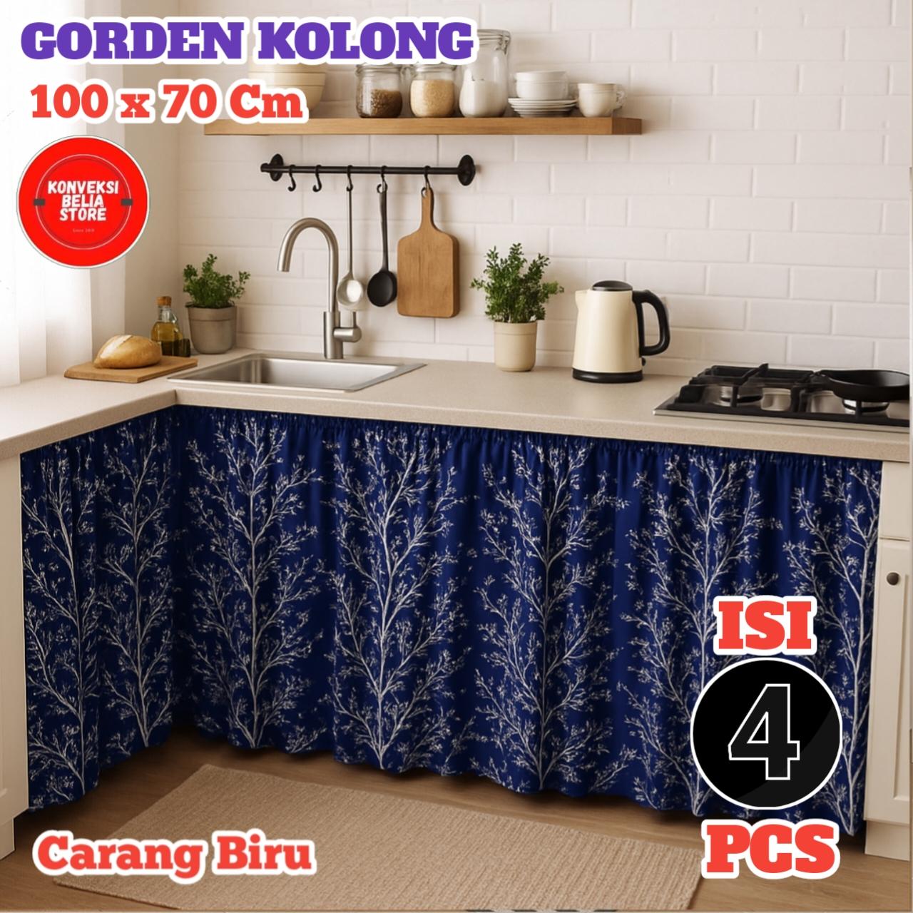 PROMO 1 Paket isi 4 Pcs 100 x 70cm free tali CURTAIN gorden kolong dapur