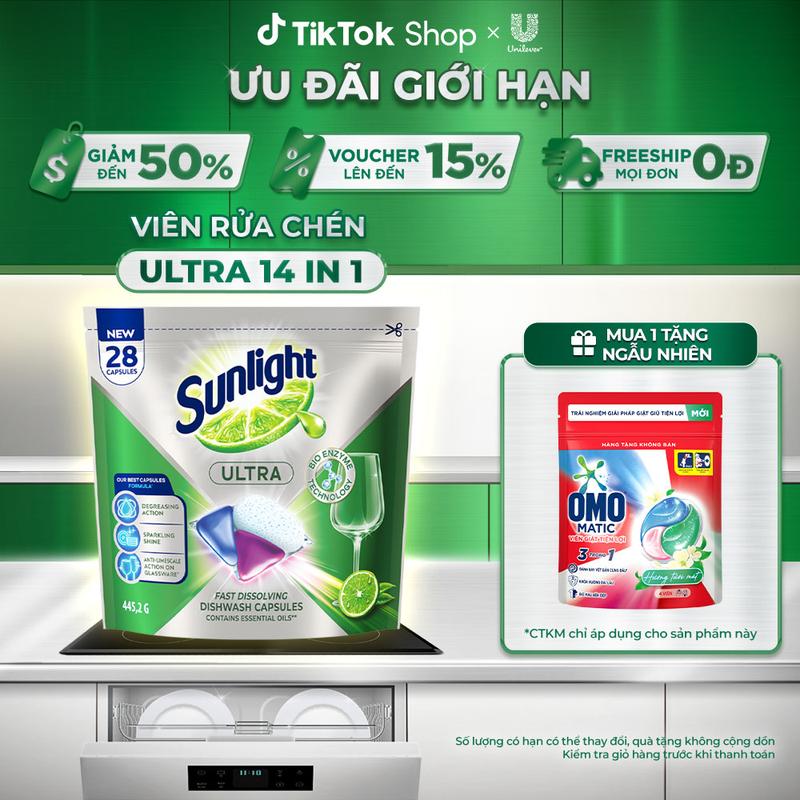 Túi Viên Rửa Chén Bát Sunlight 14 in 1 Dành Cho Máy Rửa Chén (28 Viên/Túi) [1]