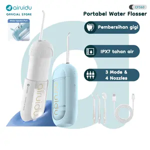 [COD&Local Delivery]Airuidu CF560 water flosser  kebersihan mulut Irigator gigi portabel  Smart Electric Oral lrrigatoran 4 nozel penampilan yang luar biasa