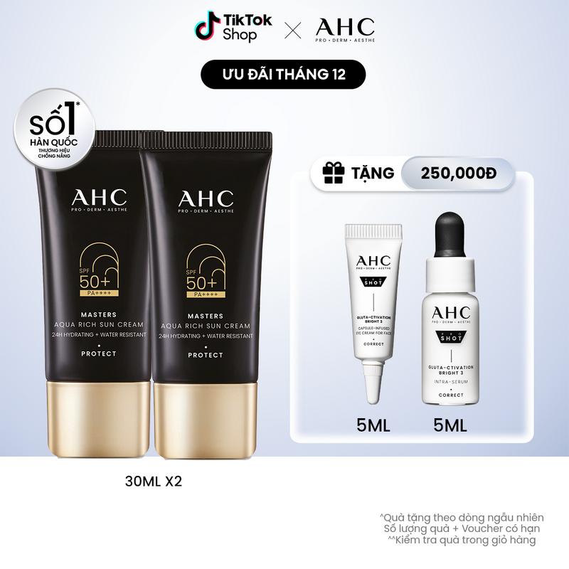   MUA 1 TẶNG 1  KEM CHỐNG NẮNG PHỔ RỘNG CĂNG MƯỚT DA SUỐT 24H AHC MASTERS AQUA RICH SUN CREAM 30ML  1  