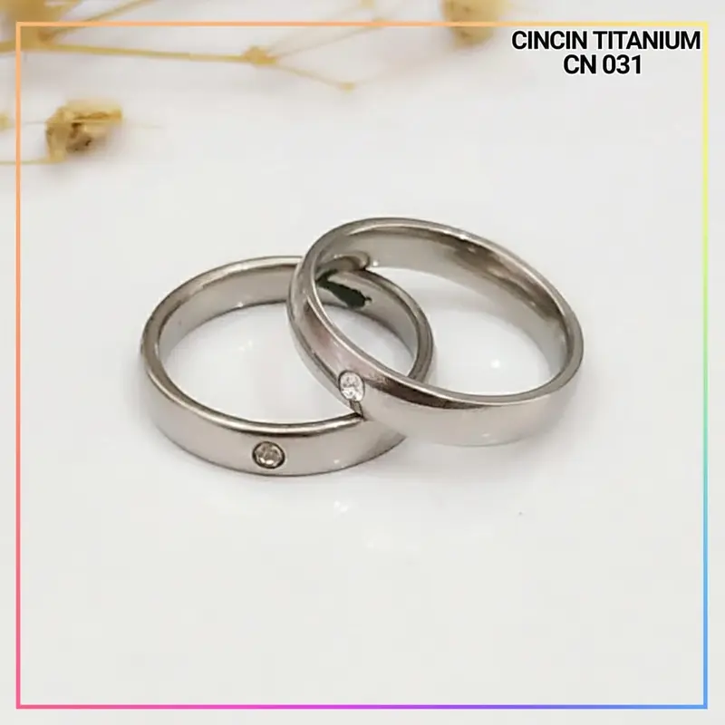 Cincin Kawin Udah Dapat 2 Pcs Cincin, Berlapis Emas 24K Polos Mata silver Bisa COD 1