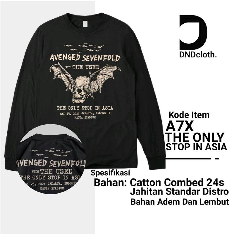 Kaos Avenged Sevenfold The Only Stop In Asia Konser Distro Combed Pria Wanita Lembut Nyaman 2