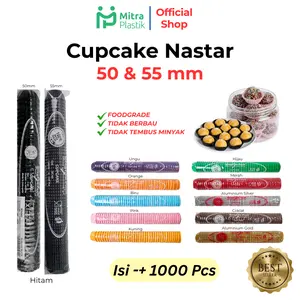 Cupcake 50 55 mm Cup Cake Case Nastar Glassine Paper 1000 pcs Hitam Biru Pink Orange Kuning Hijau