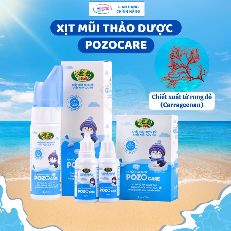 POZOKIDS - Nhỏ Mũi Điều Hòa - Nhỏ Mũi Rong Đỏ - Xịt Mũi Thảo Dược POZOCARE - Chiết Xuất Rong Đỏ và Cúc Tím - Duy Trì Độ Ẩm Xoang Mũi - Giảm Khô Mũi Nghẹt Mũi - Phòng Ngừa Viêm Hô Hâp Trên.hòng Ngừa Viêm Hô Hâp Trên.