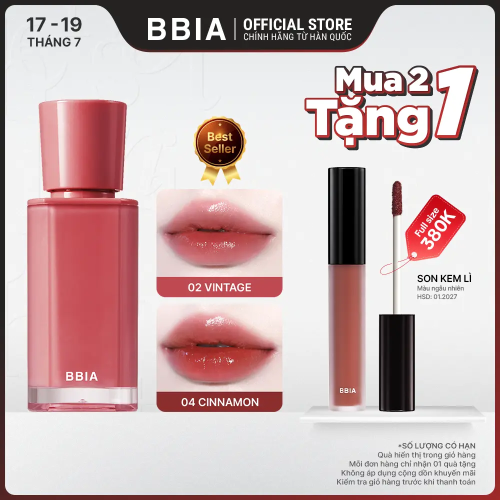 [HOT] [BBIA] Son tint bóng căng mọng, trong trẻo BBIA Glow Tint